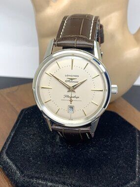 Longines Men's Watch L47954782 Flagship Heritage Swiss Automatic Leather 39mm
